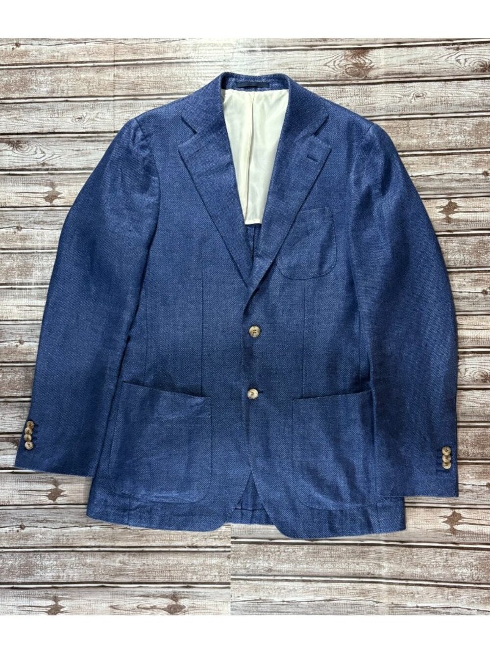 Suitsupply Hudson HL Hemp Wool blend sport Jacket Blazer sz 38L Blue woven Italy